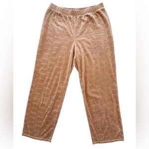 SKIMS Limited Edition Logo Velour Wide-leg Pants Camel Size XL EUC